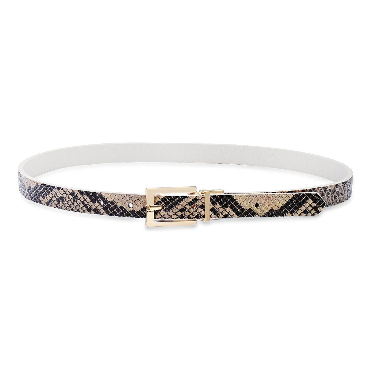 Pasadena Reversible Belt - Eggshell Snake