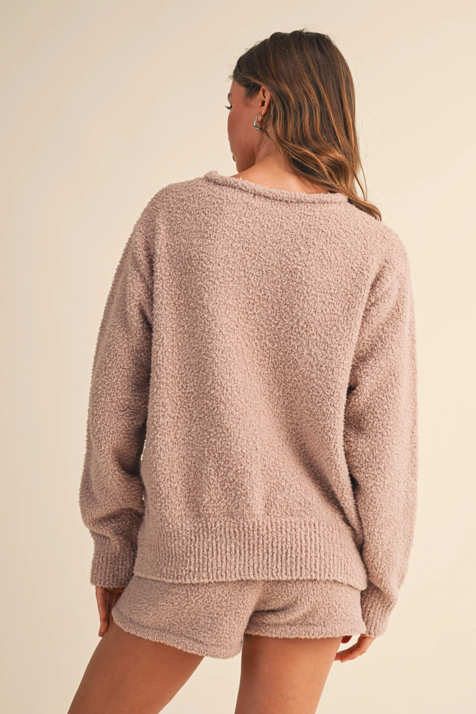Ribbon Knit Lounge Set - Taupe/Ivory
