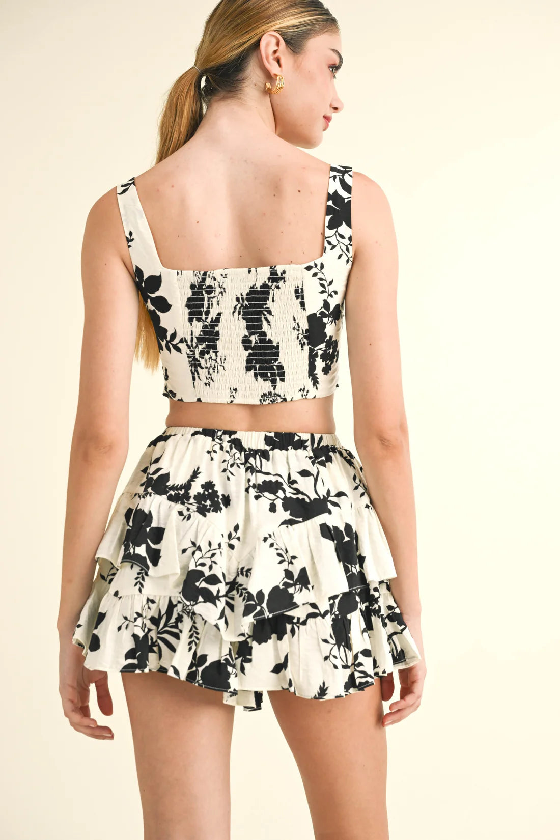 Layered Ruffle Skort White/Black Combo