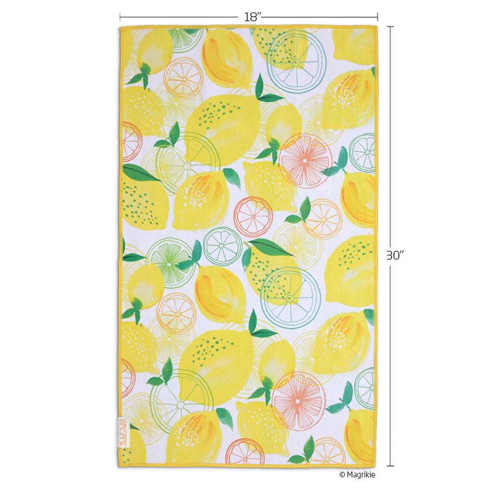 Lemon Plaid Microfiber Towel