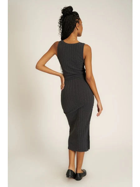 Montara Square Neck Rib Dress - black