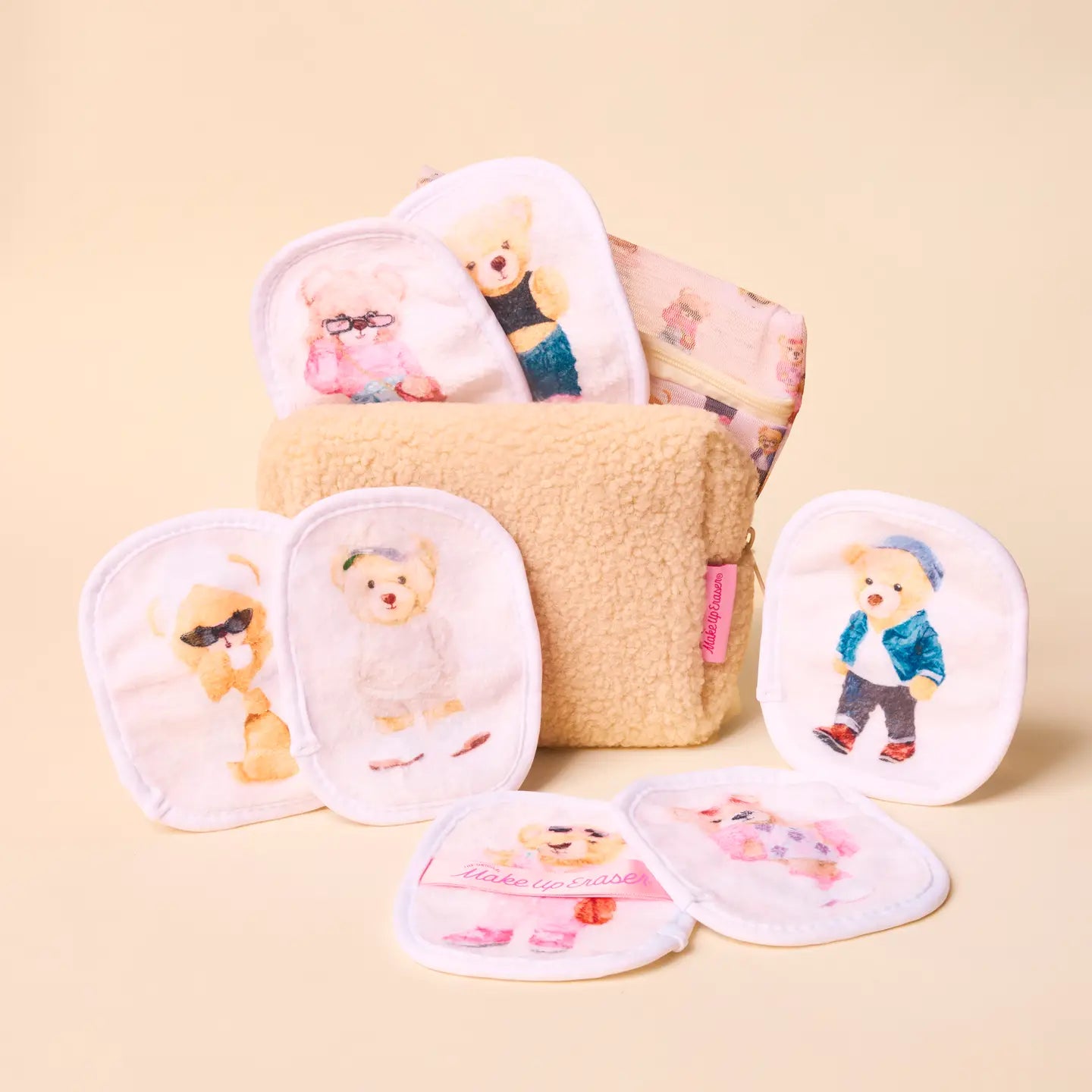 Teddy Bear 7 Day Set Makeup Eraser/ Face Wipes & Plush Bag