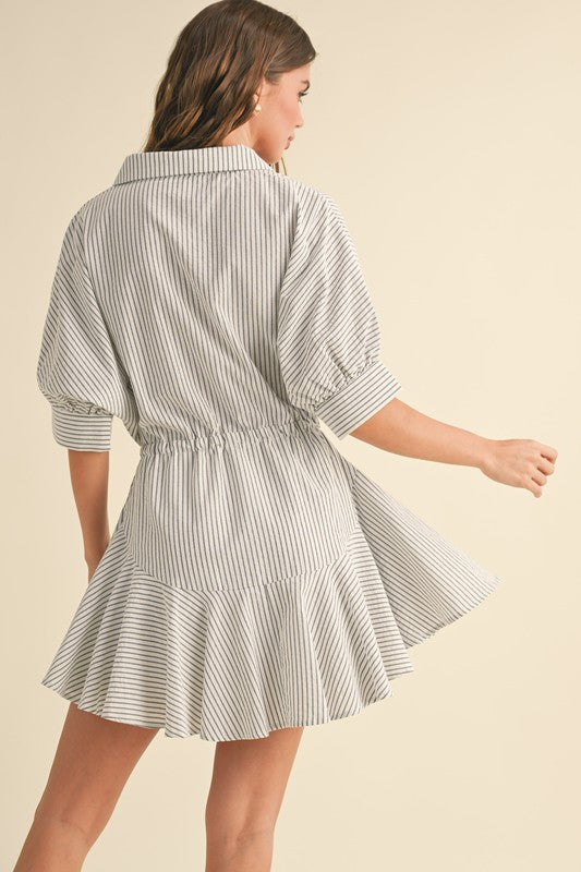 Striped Button Down Shirt Dress