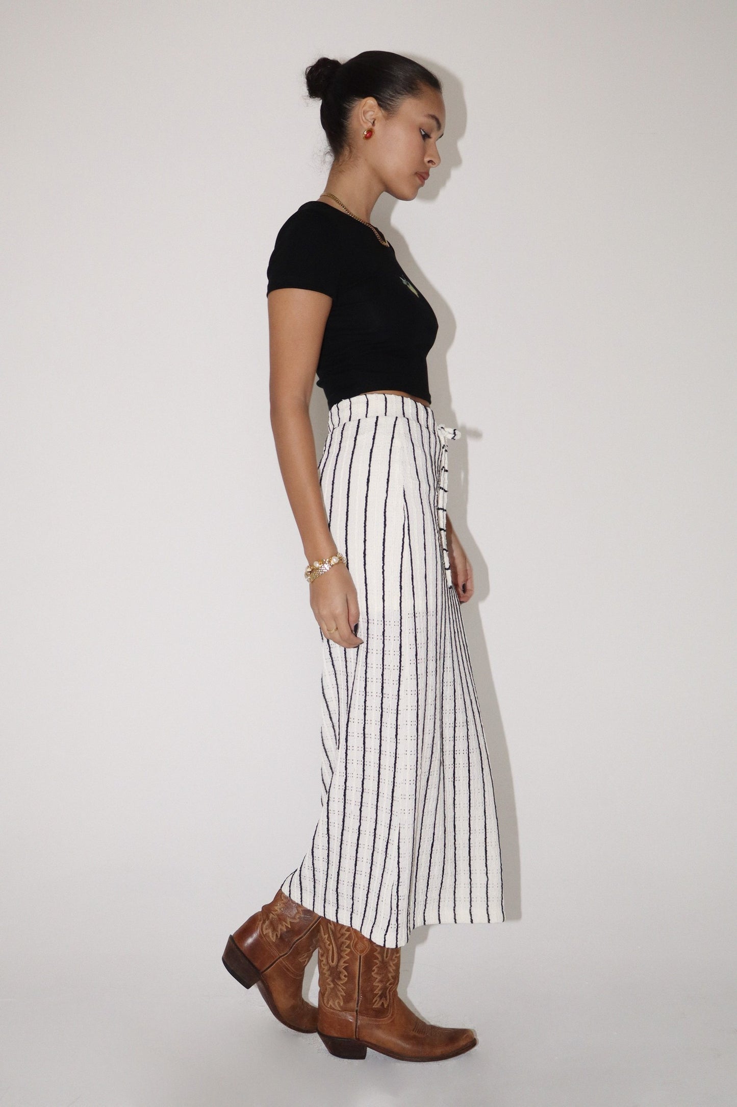 Black & Cream Stripe Maxi Skirt