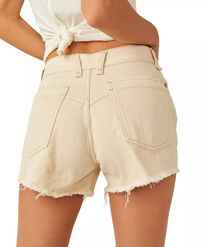 Now or Never Denim Shorts, Ecru