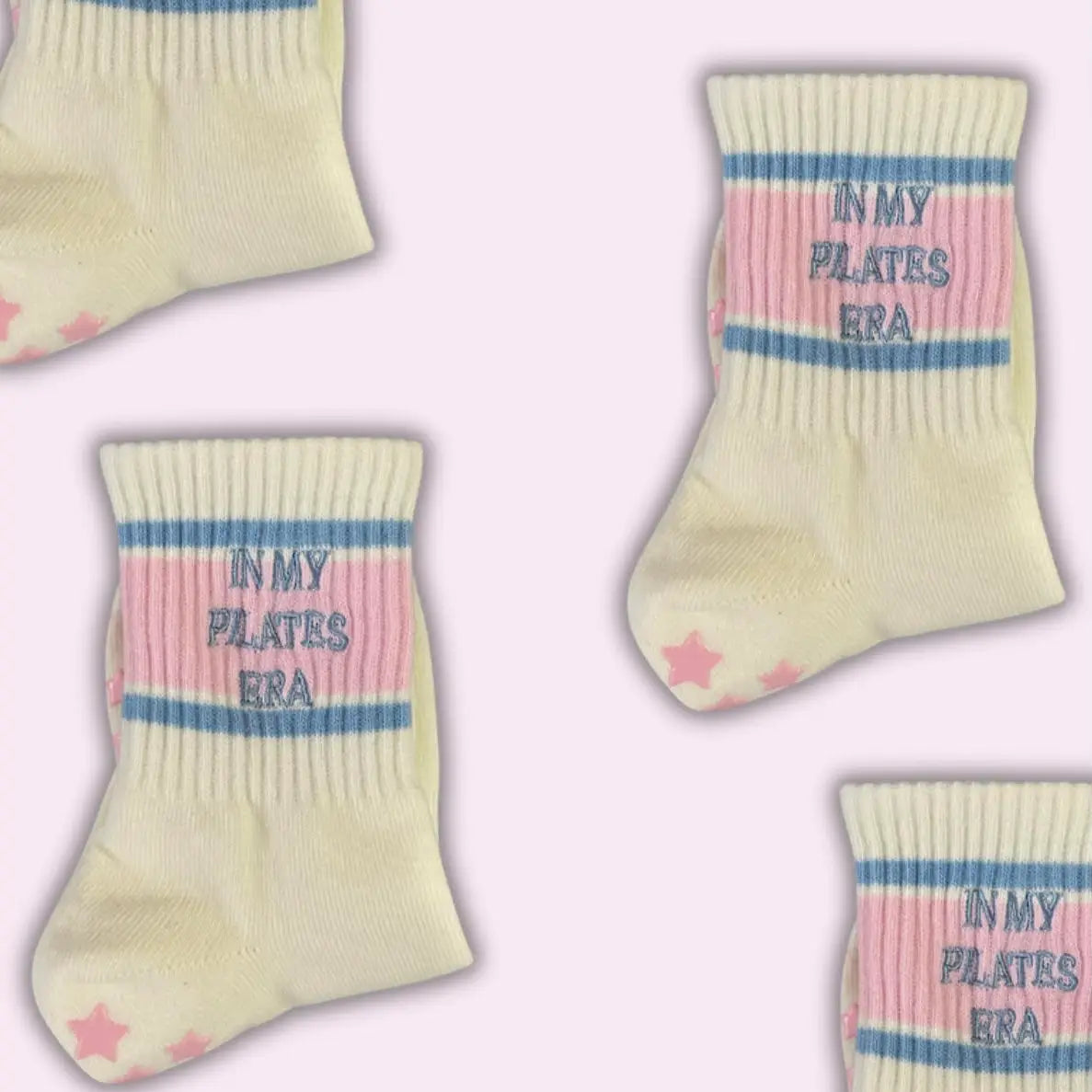 Retro Pink And Blue Pilates Socks