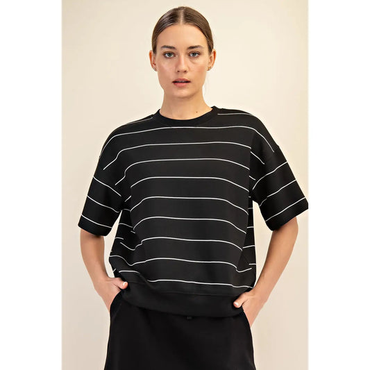 Modal Stripe Crew Neck Top