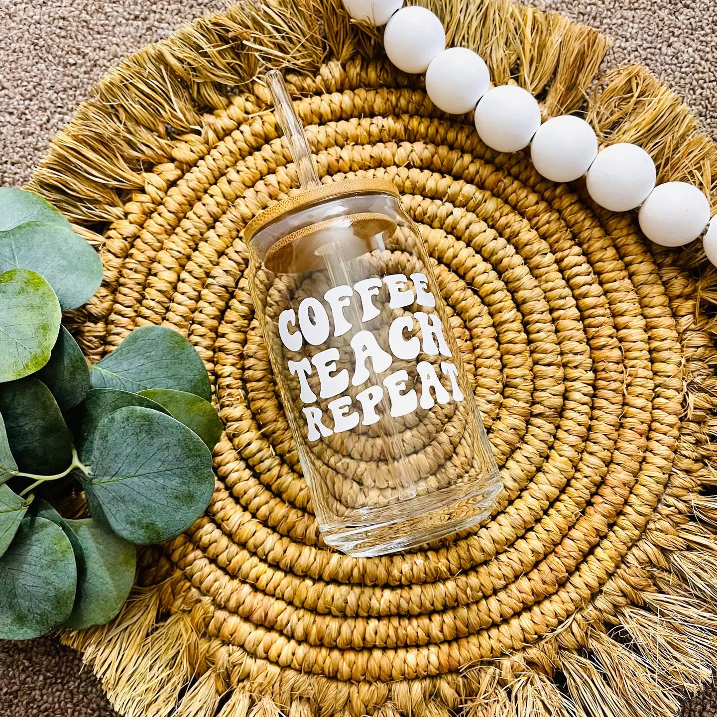 Teacher Iced Coffee Glass