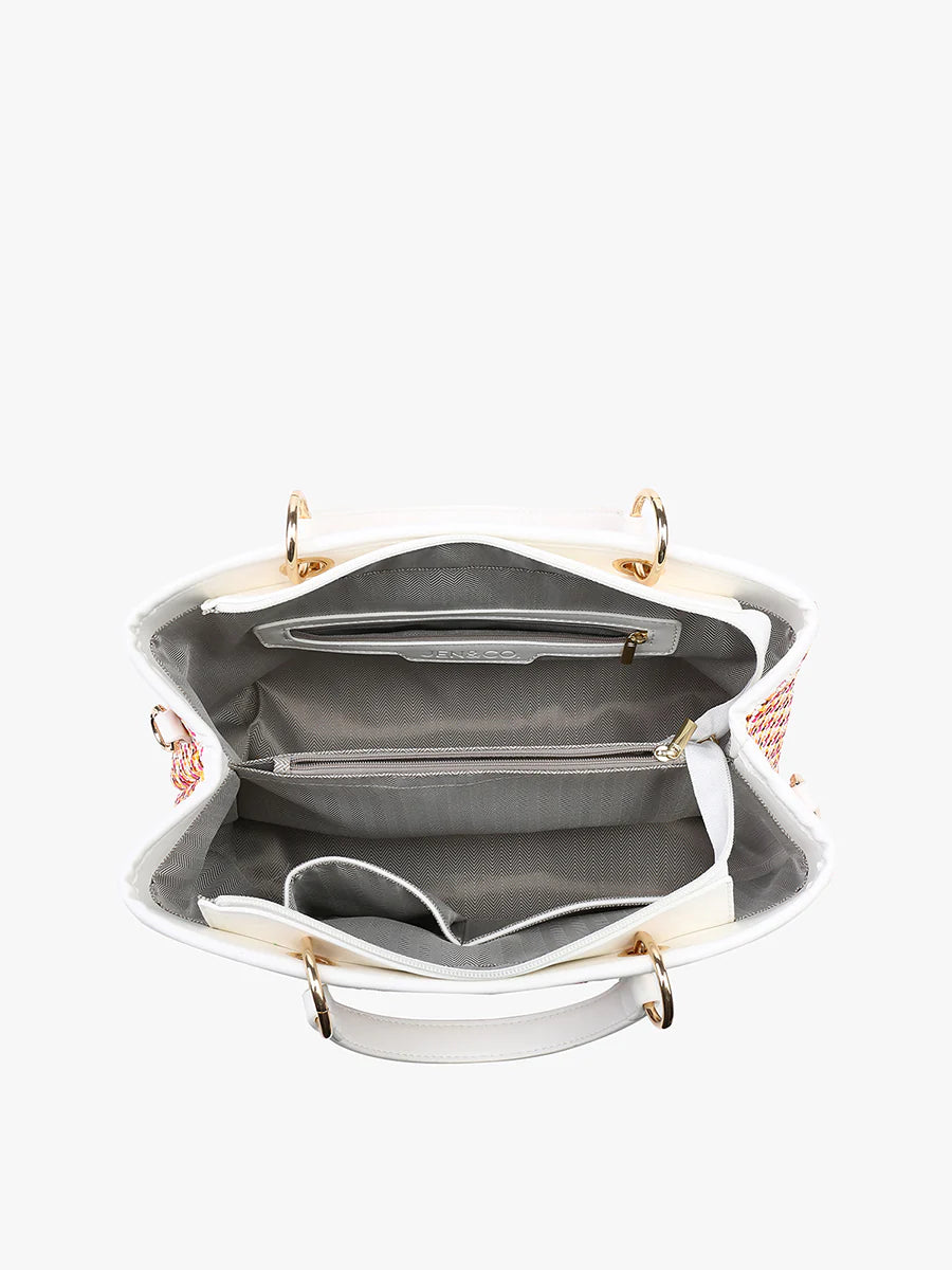 Nancy Woven Striped Tote, White