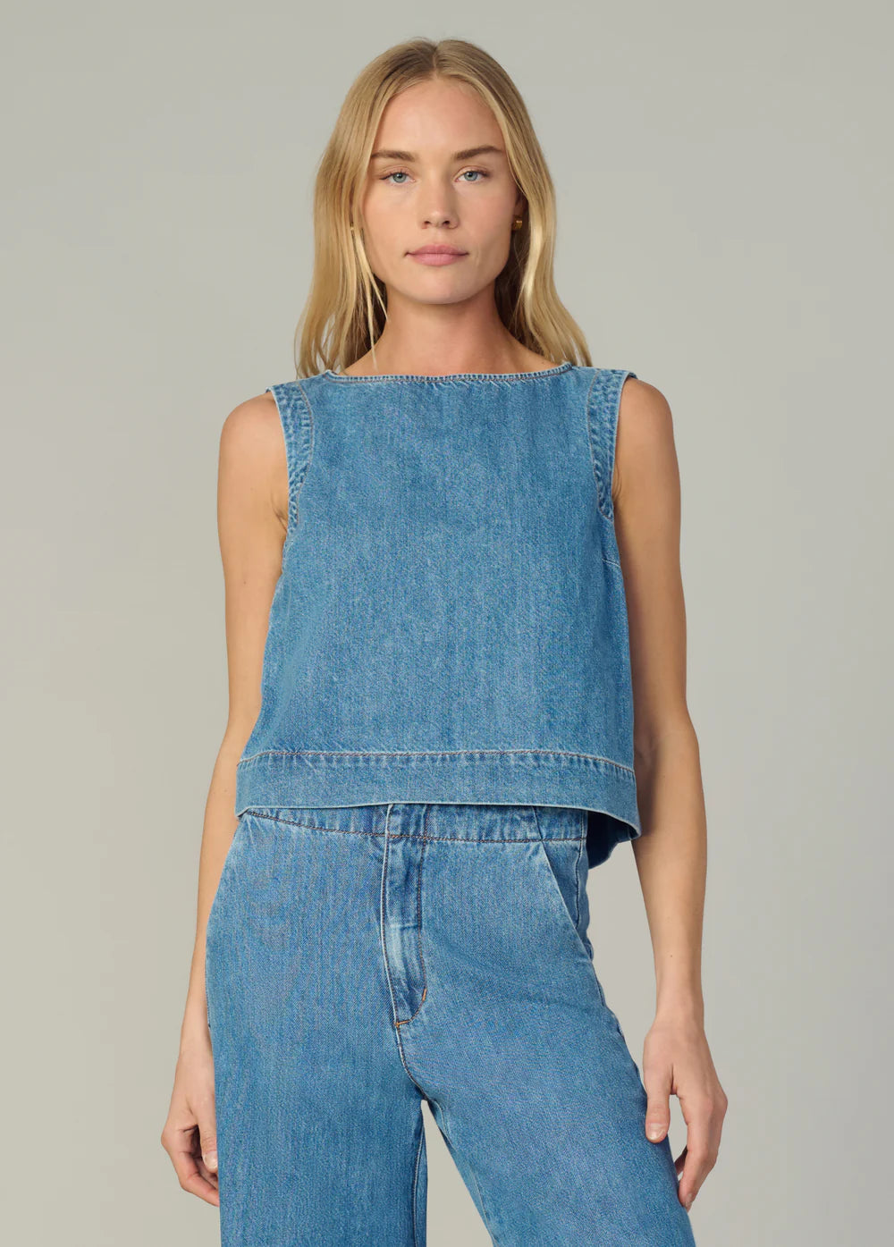 The Boat Neck Denim Shell Top, Revelation