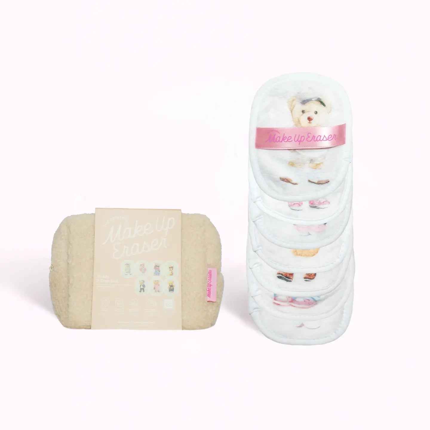 Teddy Bear 7 Day Set Makeup Eraser/ Face Wipes & Plush Bag