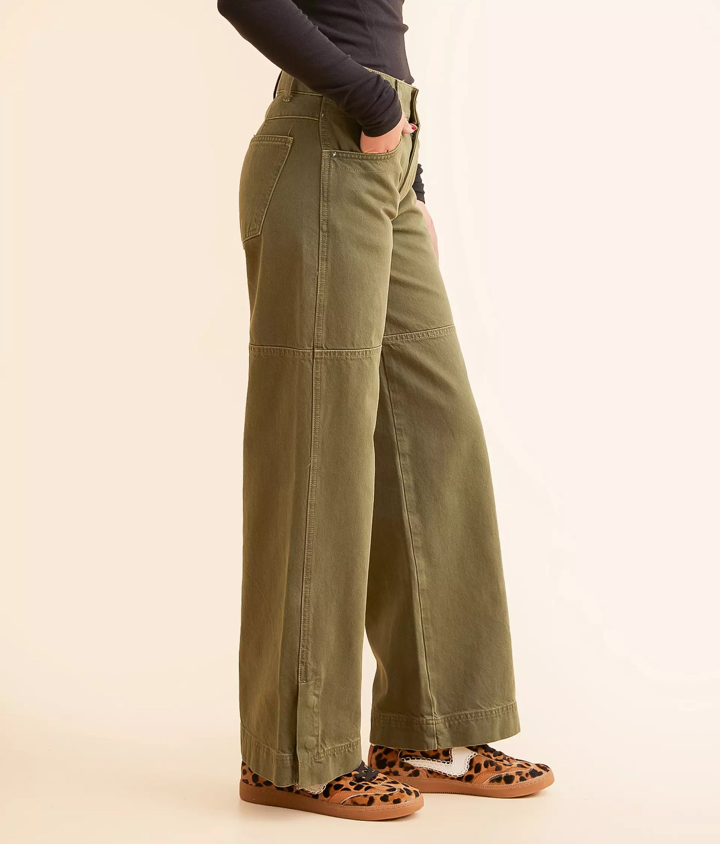 Benji Relaxed Wide Leg Pant Army