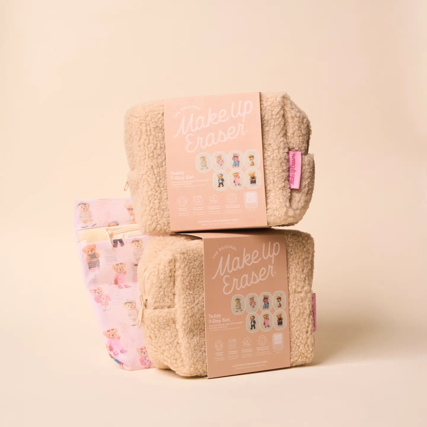 Teddy Bear 7 Day Set Makeup Eraser/ Face Wipes & Plush Bag