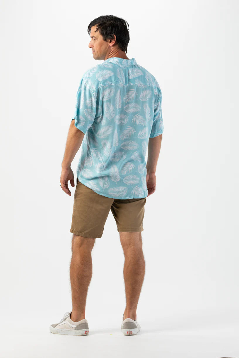 Men's Aloha Shirt, Palm Dusty Blue