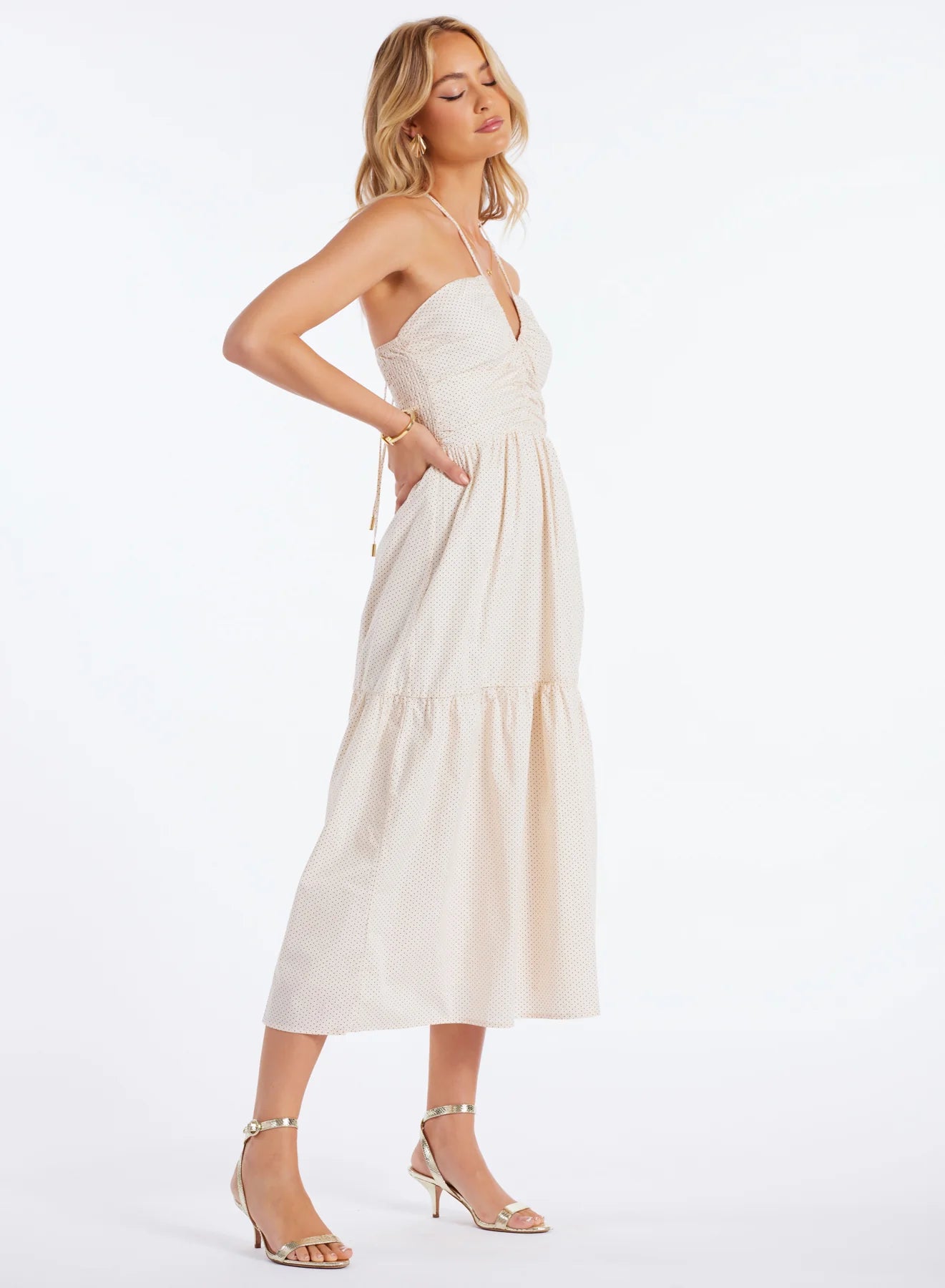 Aeries Halter Dress - Micro Polkadot