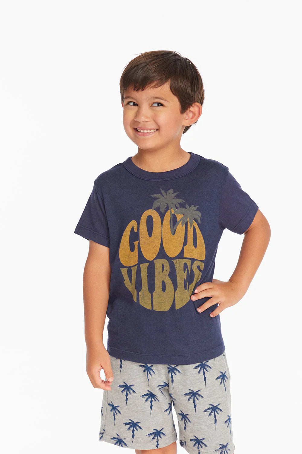 Boy's Lightning Palms Shorts, heather gray