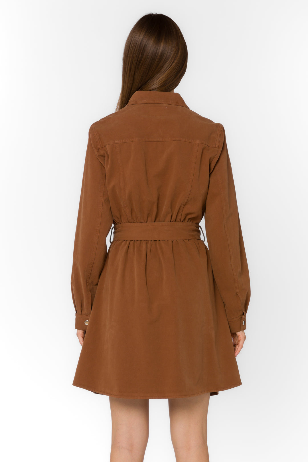 Deena Long Sleeve Brown Mini Dress
