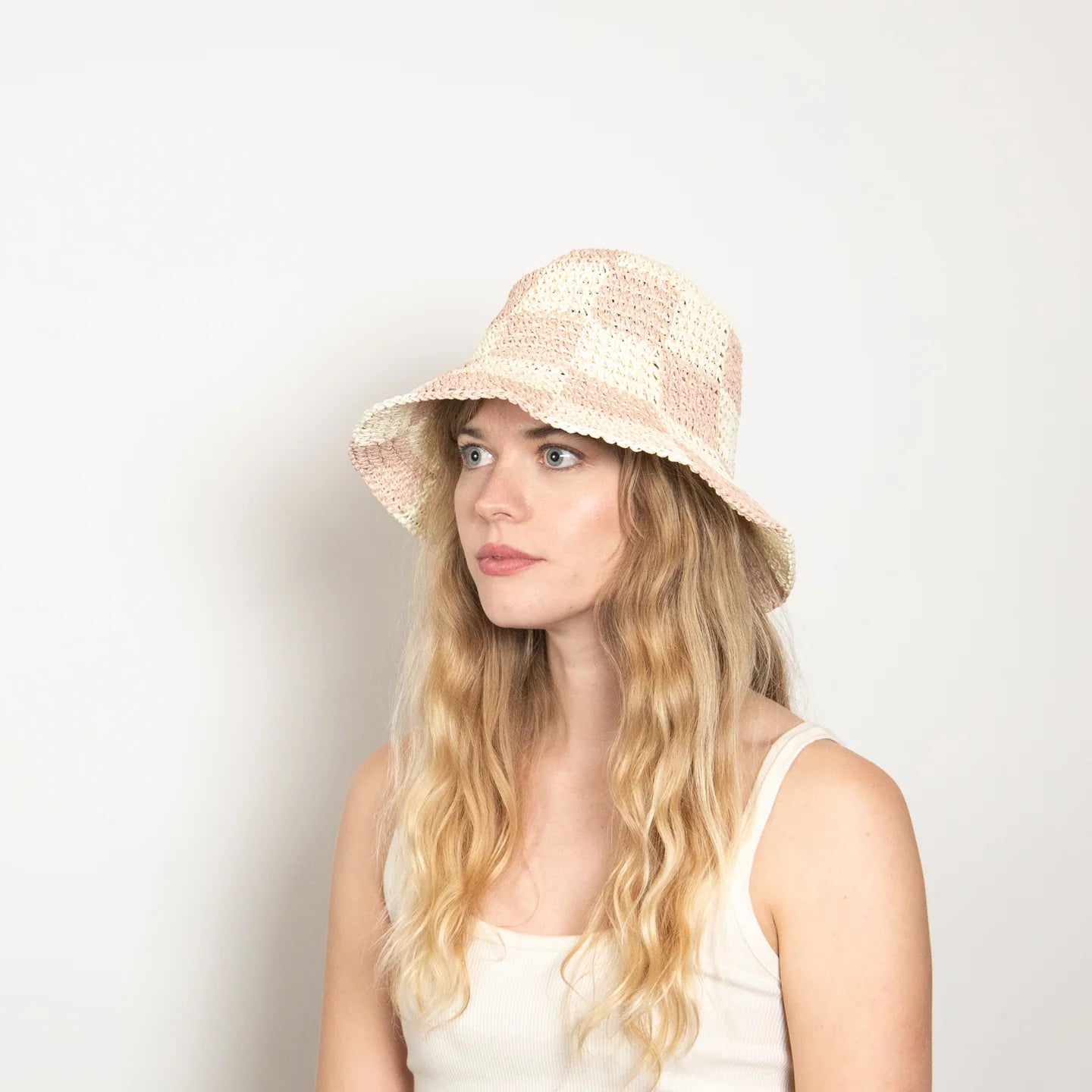 Sadie Bucket Hat, Blush/Ivory