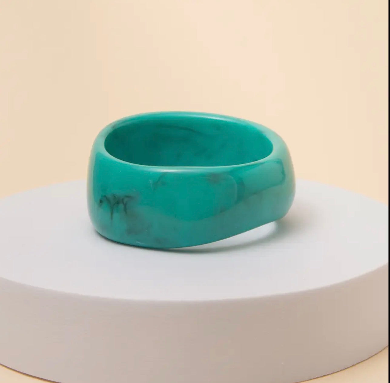 Marbled Resin Bangle Bracelet - Turquoise