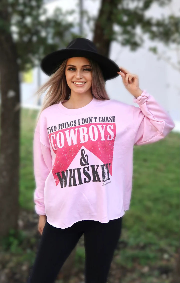 Cowboys and Whiskey Sweatshirt, White