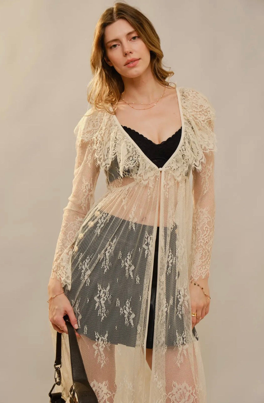 Ruffle Sheer Lace Top