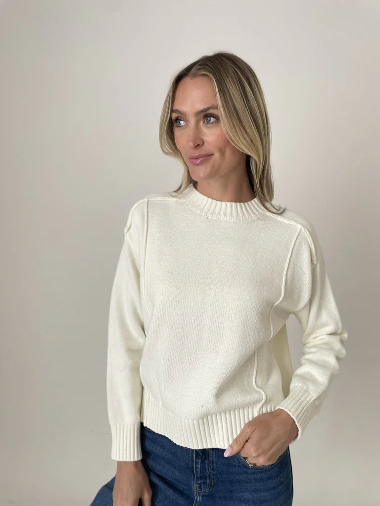 Sydney Exposed Hem Sweater Cream