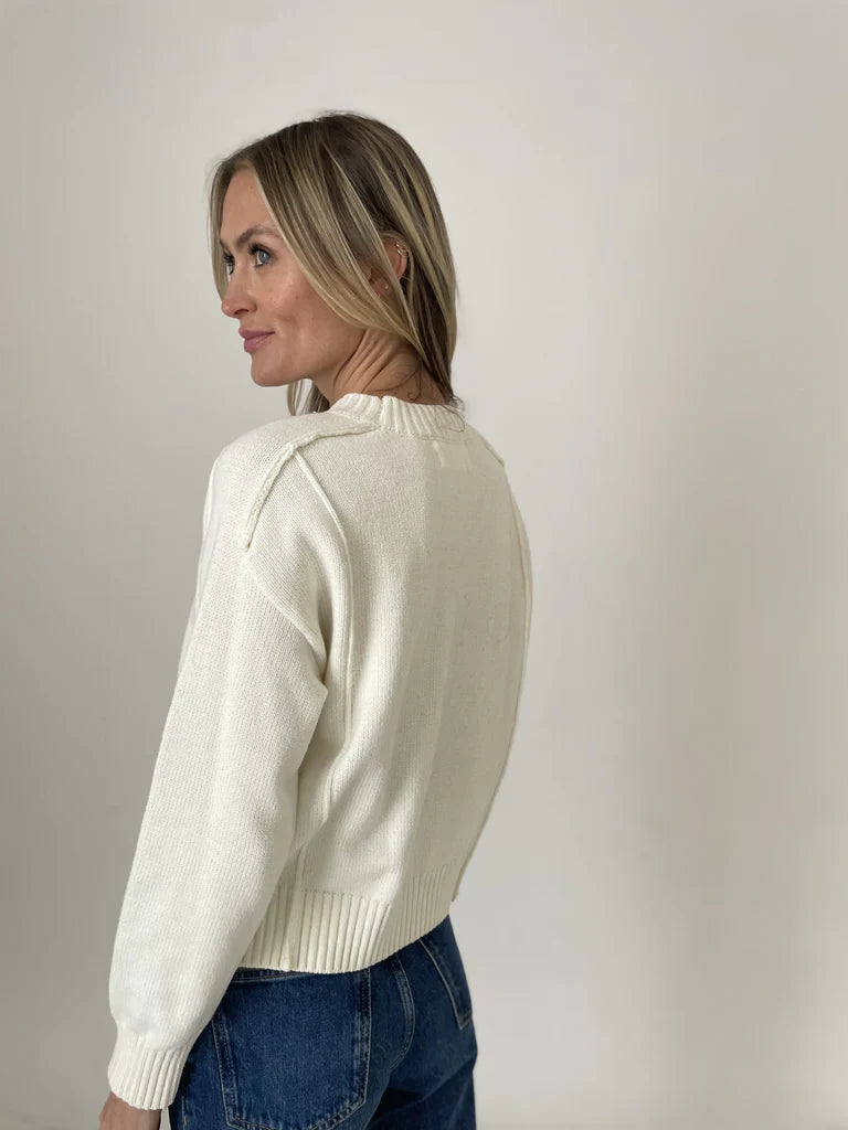 Sydney Exposed Hem Sweater Cream
