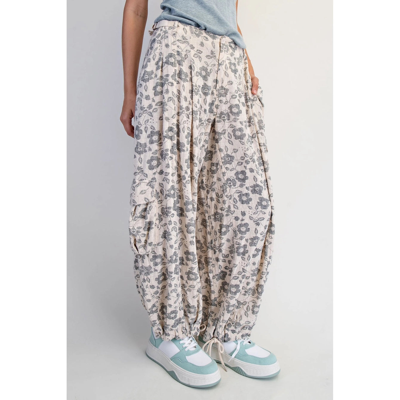 Natural Floral Utility Pants
