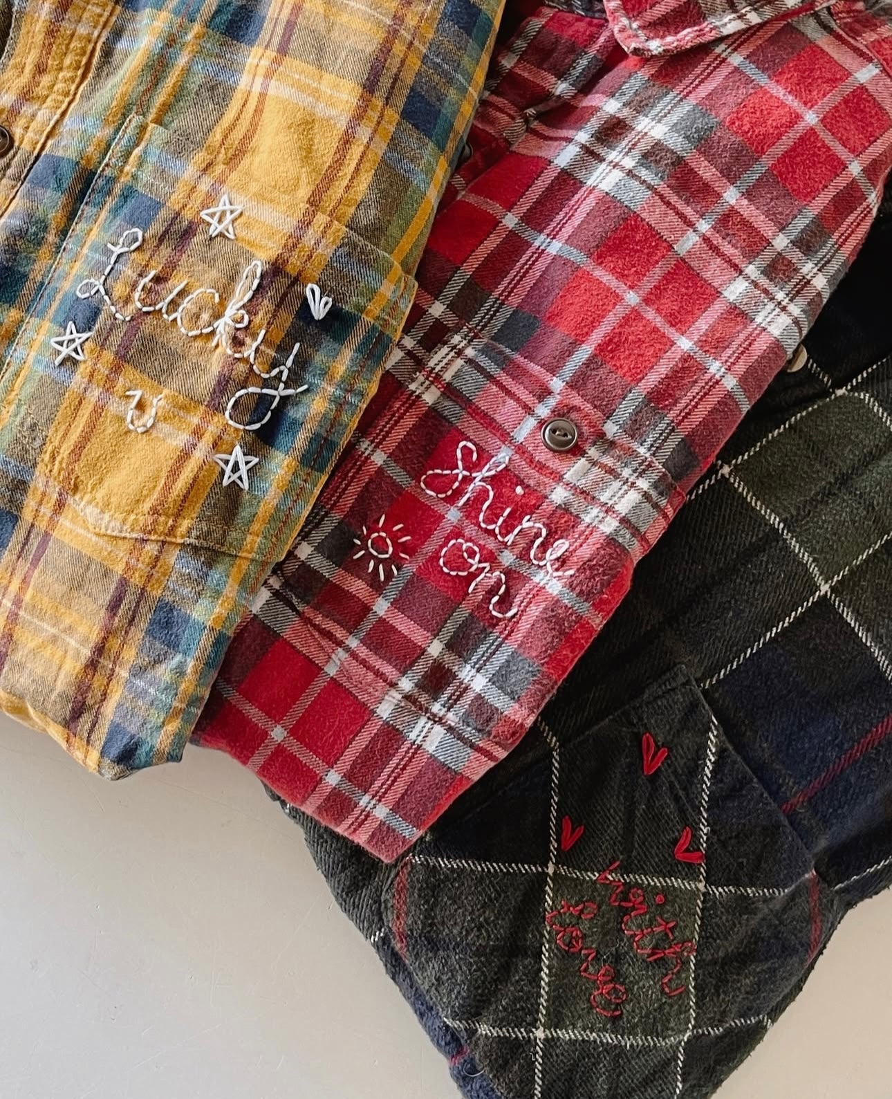 With Love Stitched Green Flannel