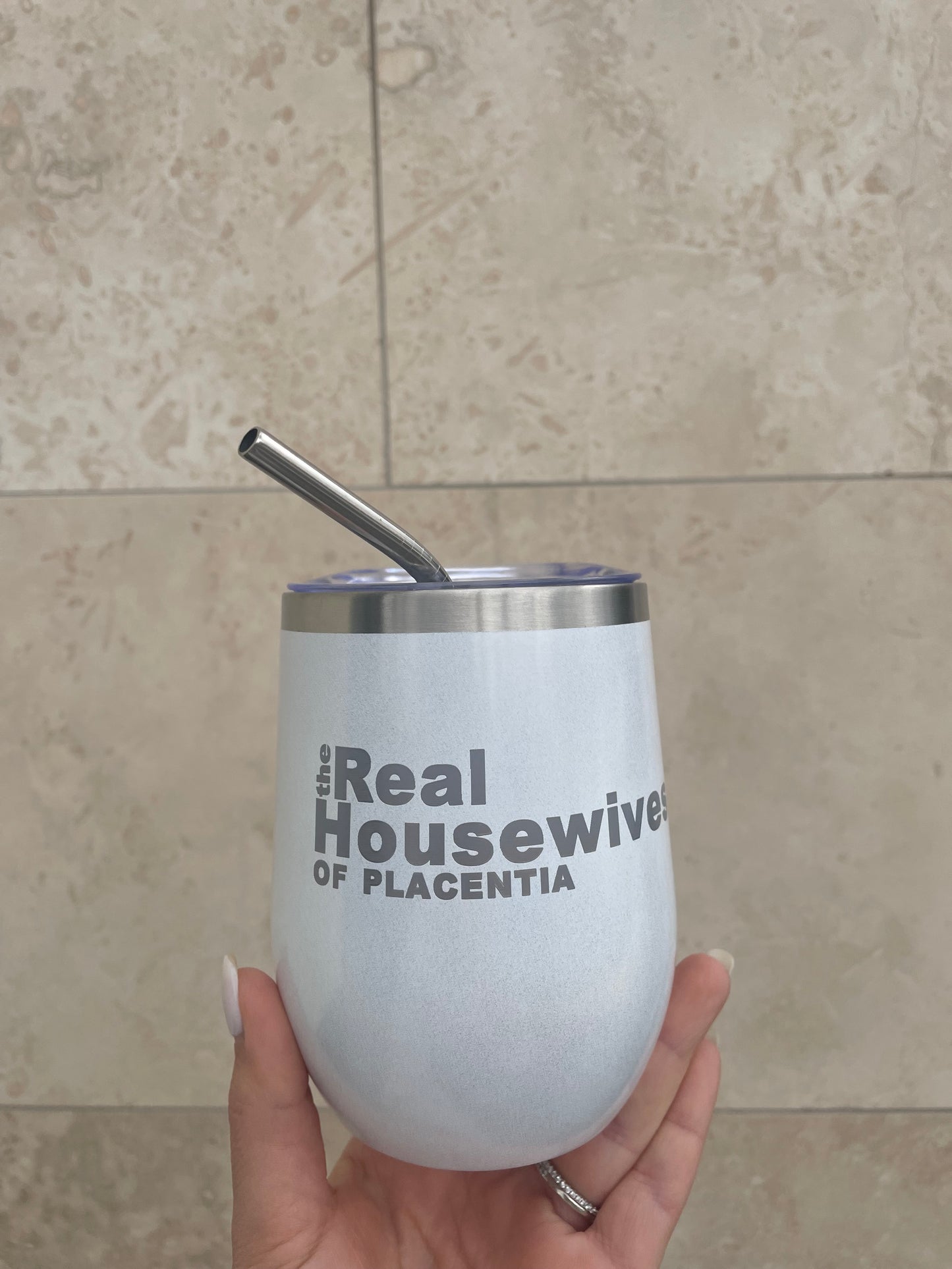 The Real Housewives Wine Tumbler Shimmer White