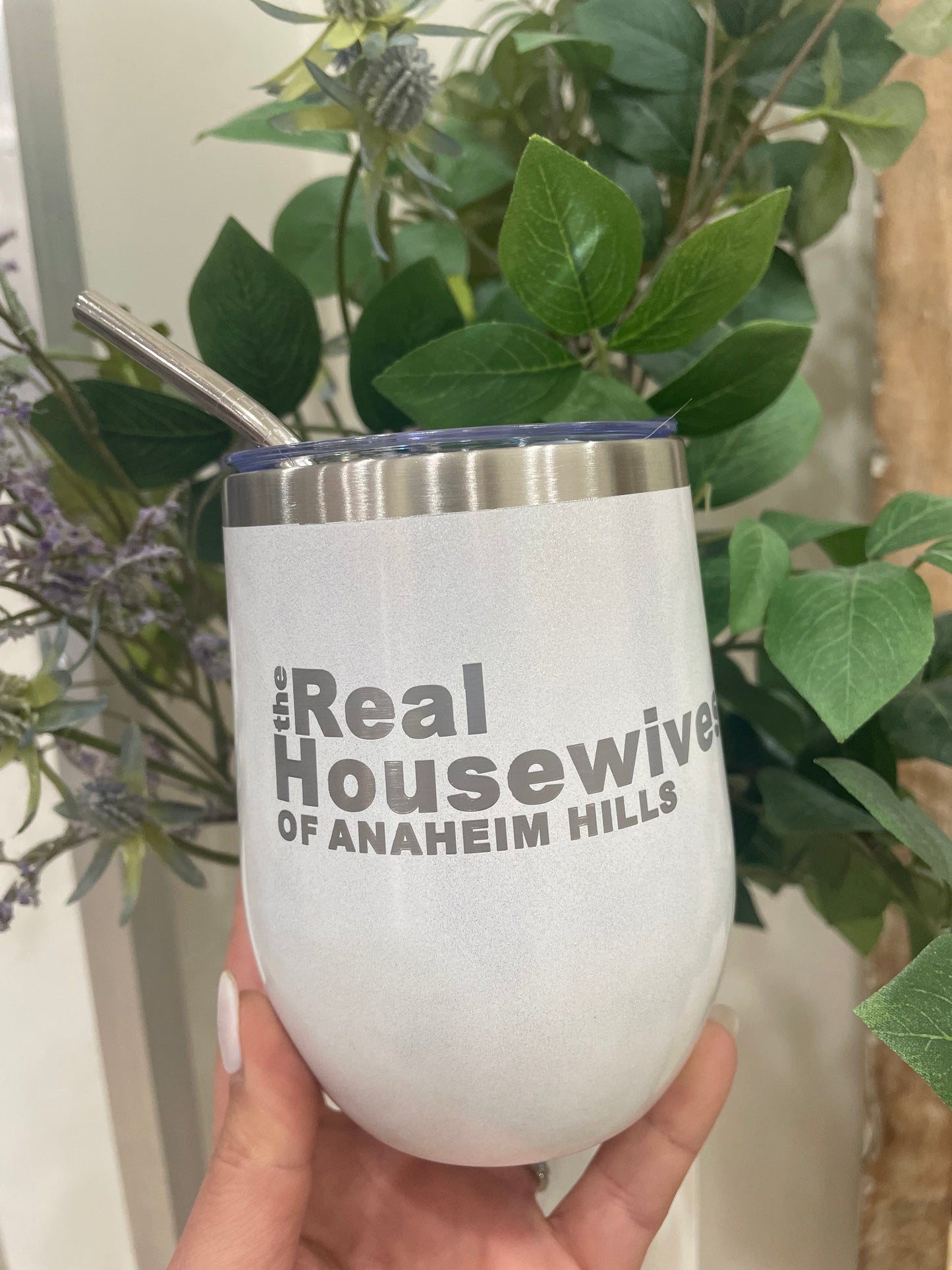 The Real Housewives Wine Tumbler Shimmer White