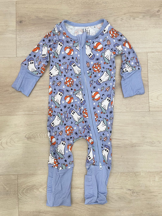 Skateboarding Ghost Long Sleeve Romper Pjs