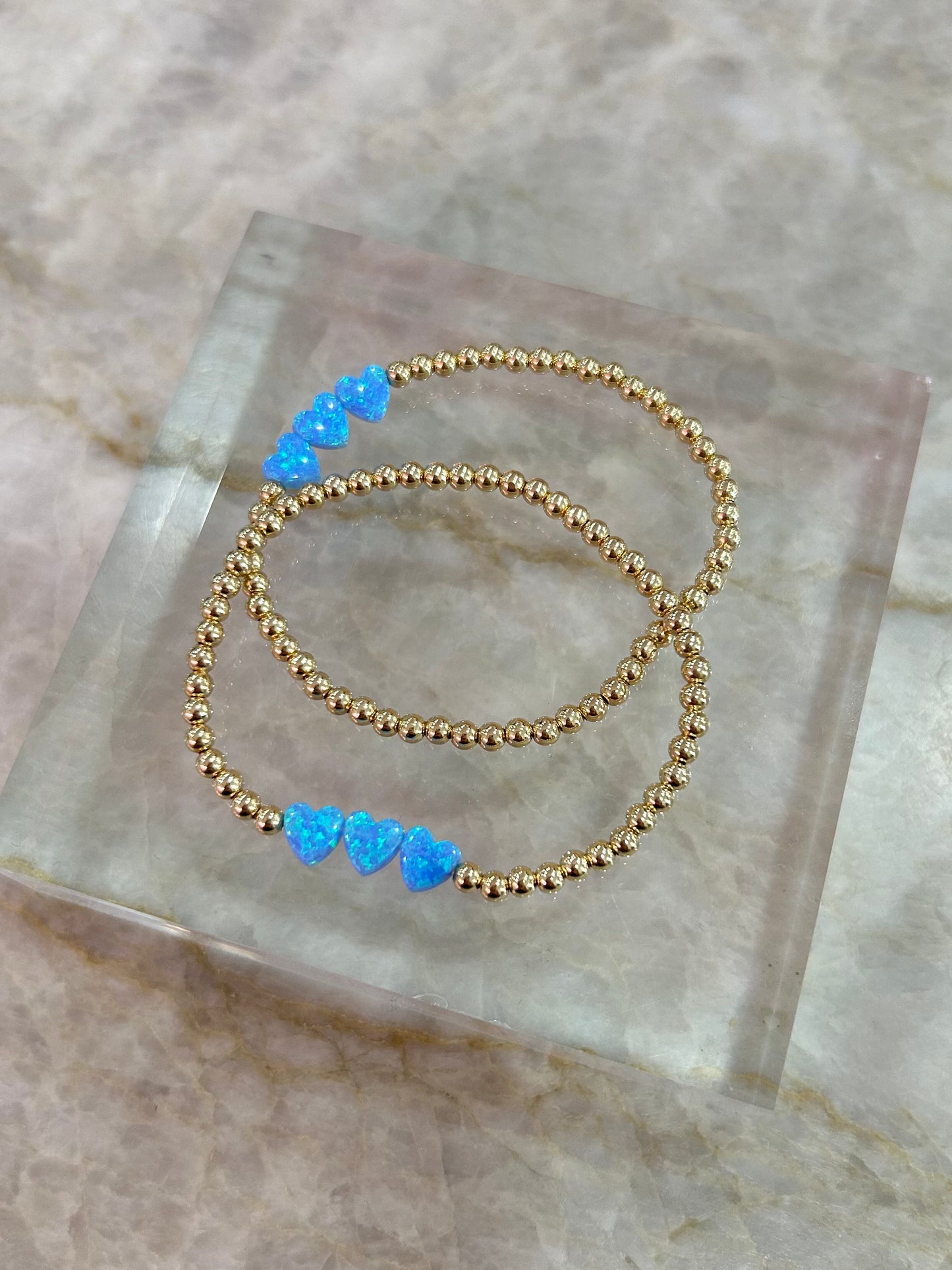 Kids Triple Hearts Bracelet 5.75", blue