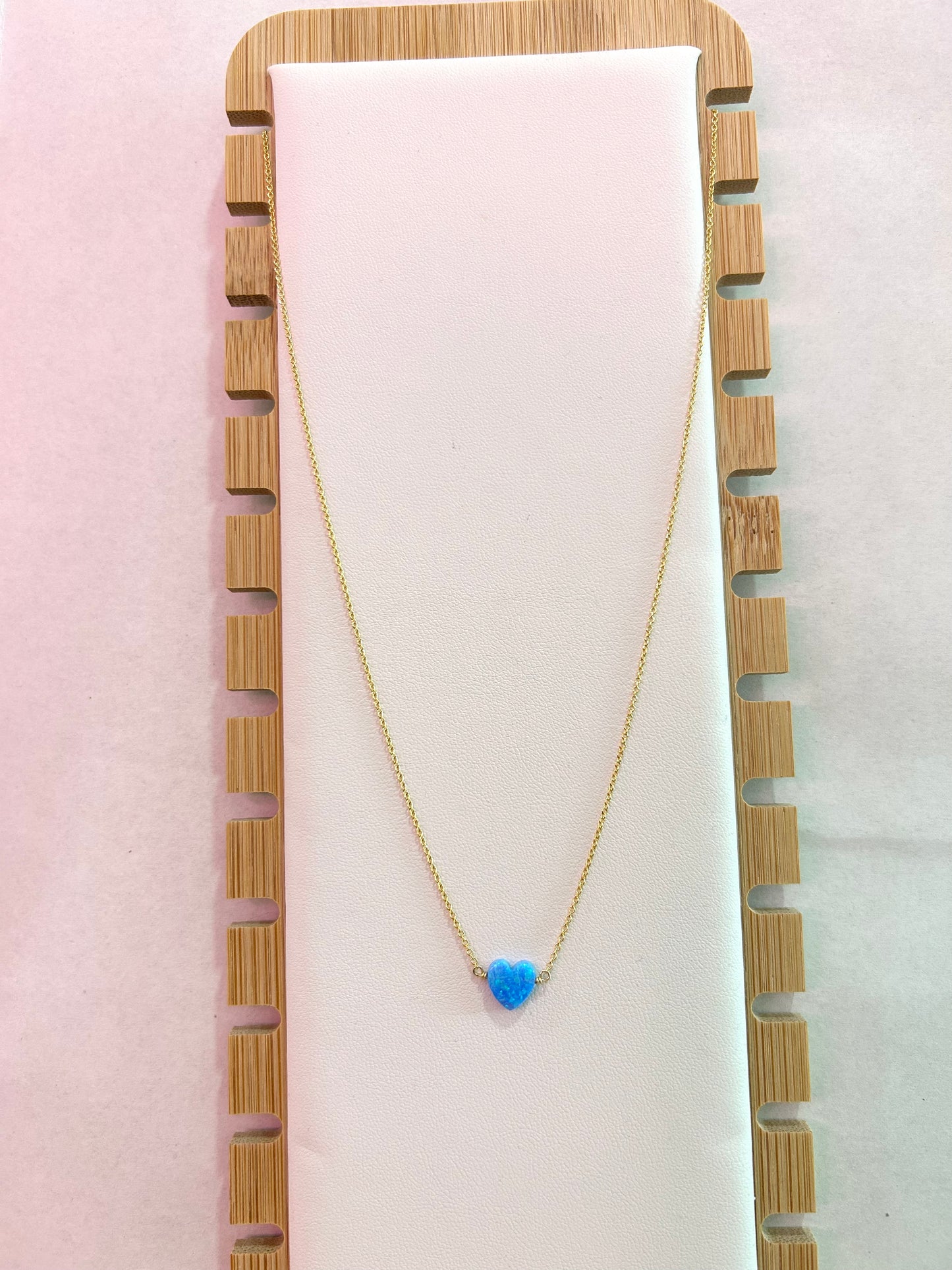 Kids Opal Heart Necklace, Blue