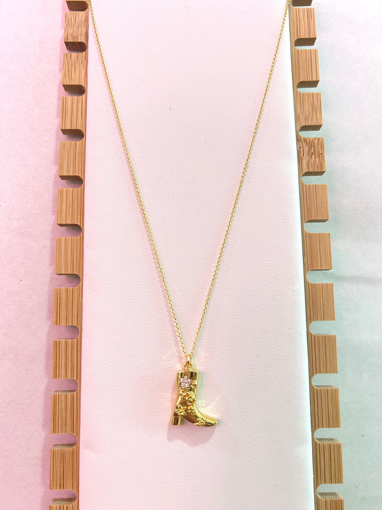 Cowboy Boot Necklace, Crystal