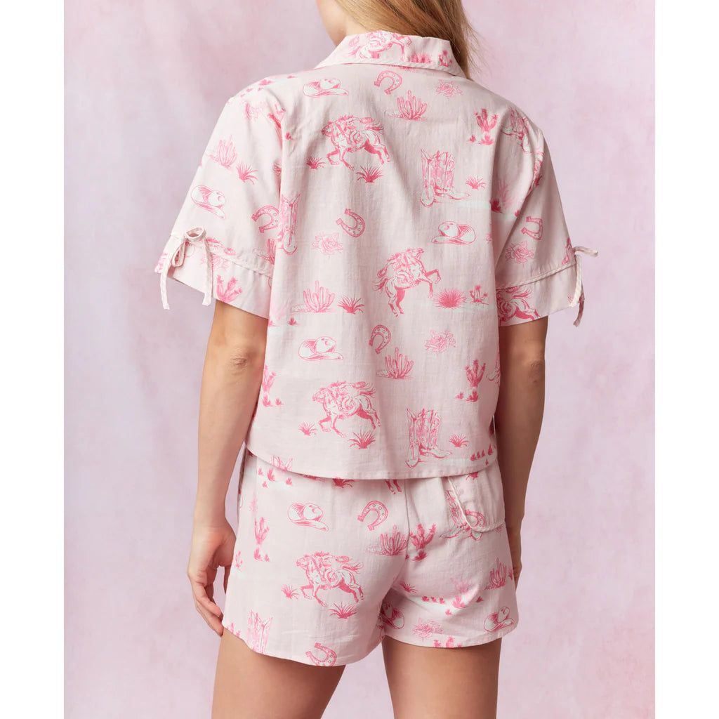 Pink Western Top & Shorts PJ Set