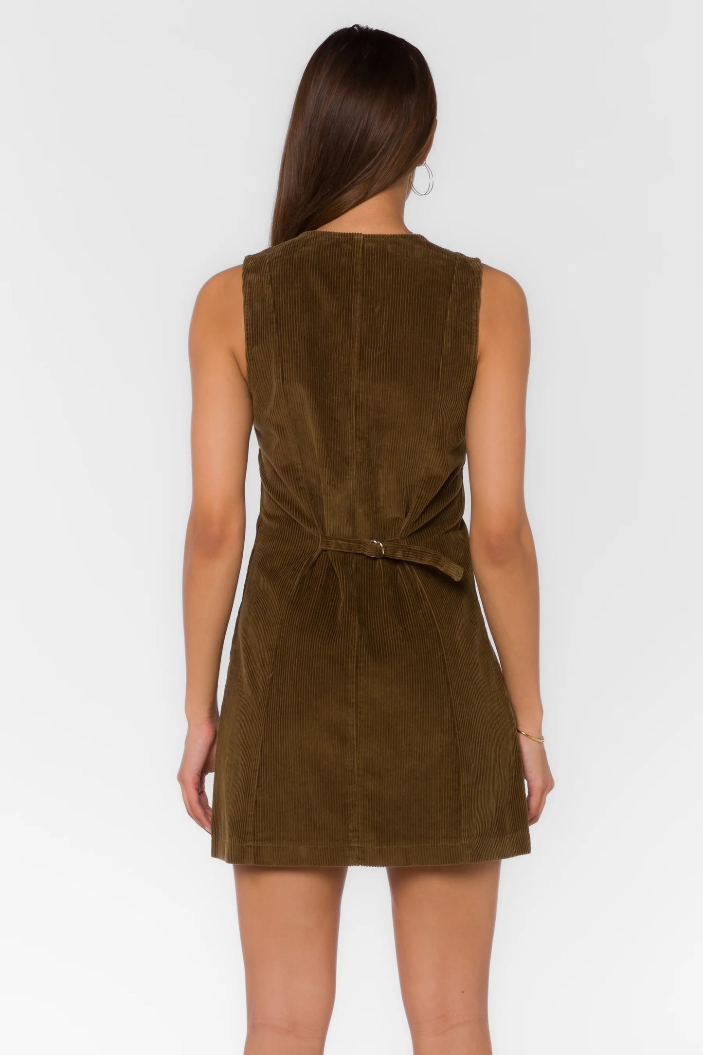 Madera Sleeveless Corduroy Dress Pesto