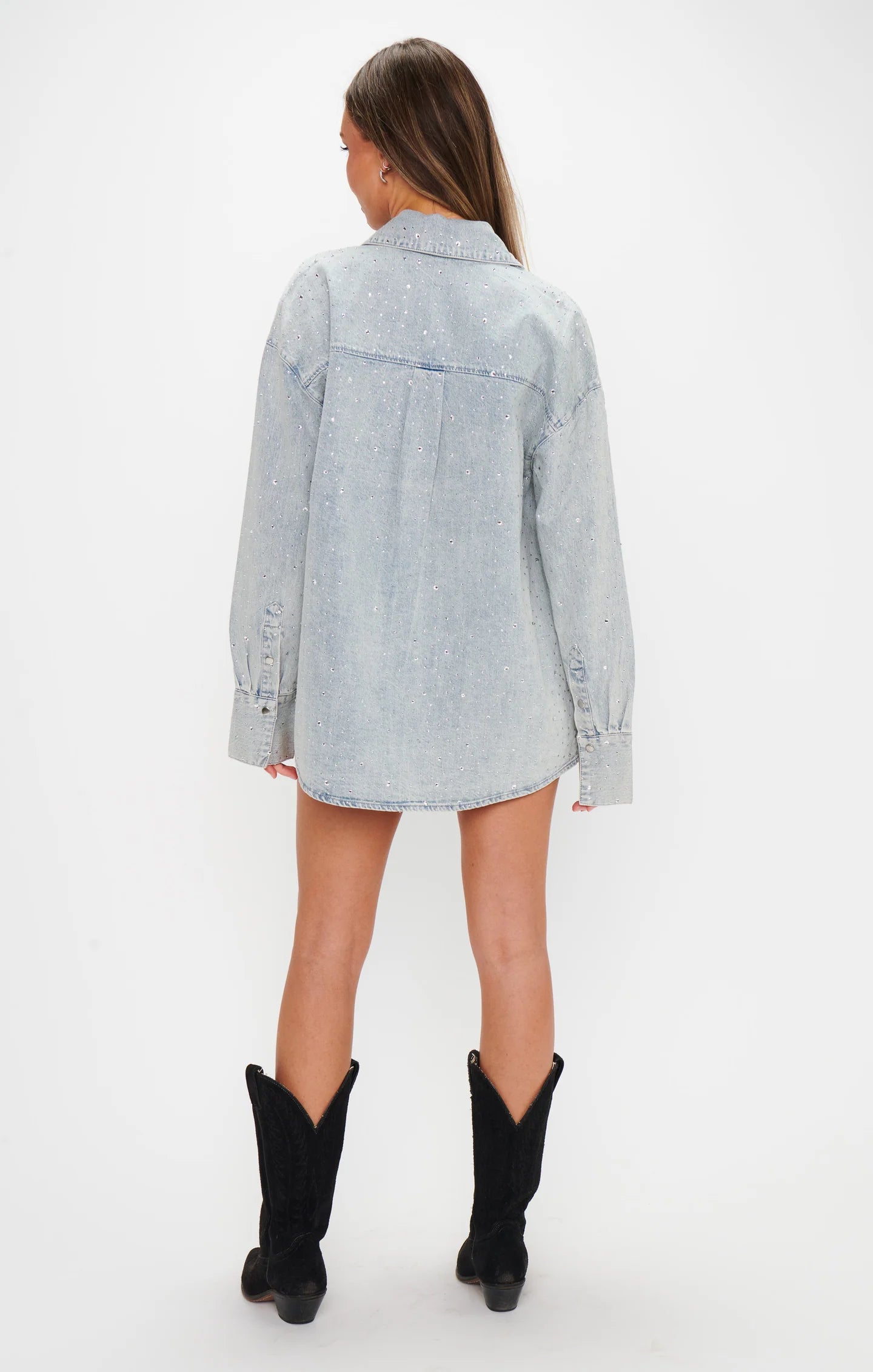 Lincoln Shirt Jacket - Embellished Light Indigo