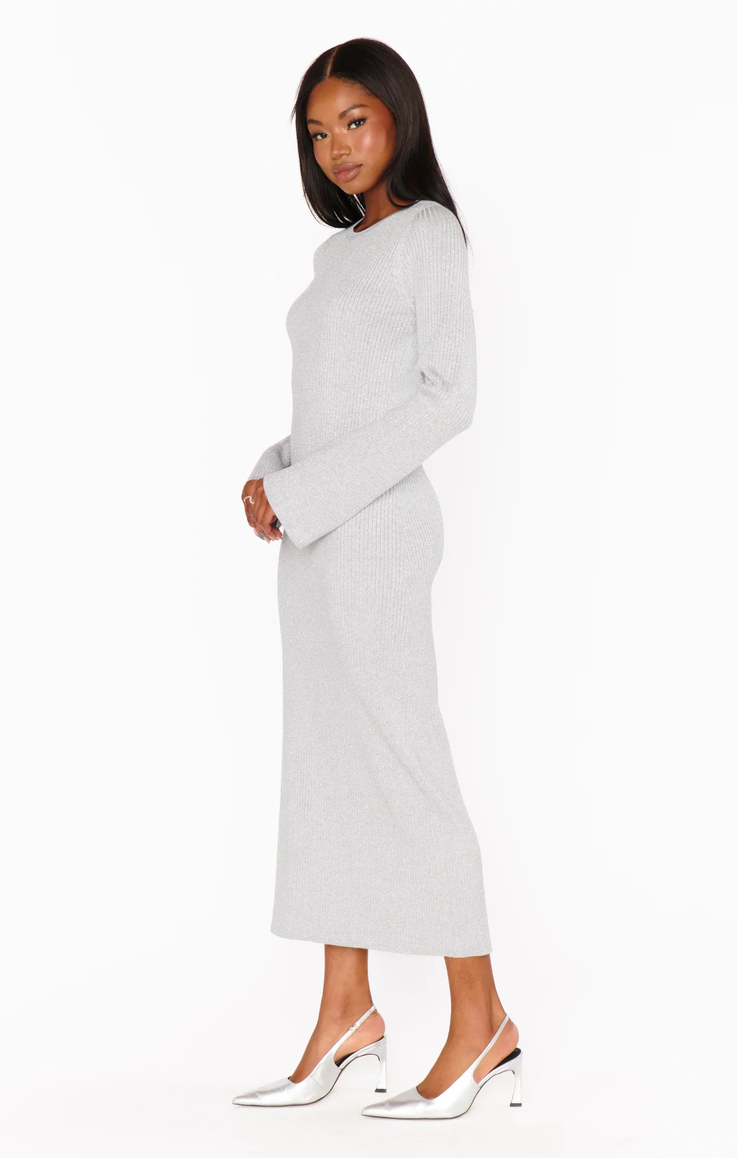 City Dress Silver Shimmer Knit