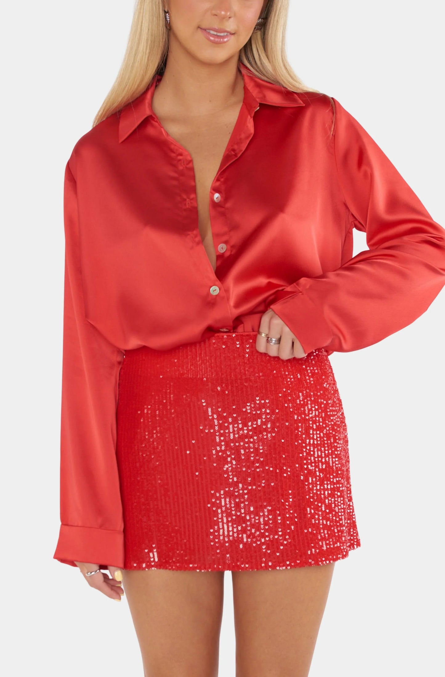 All Night Skort Red Sequins
