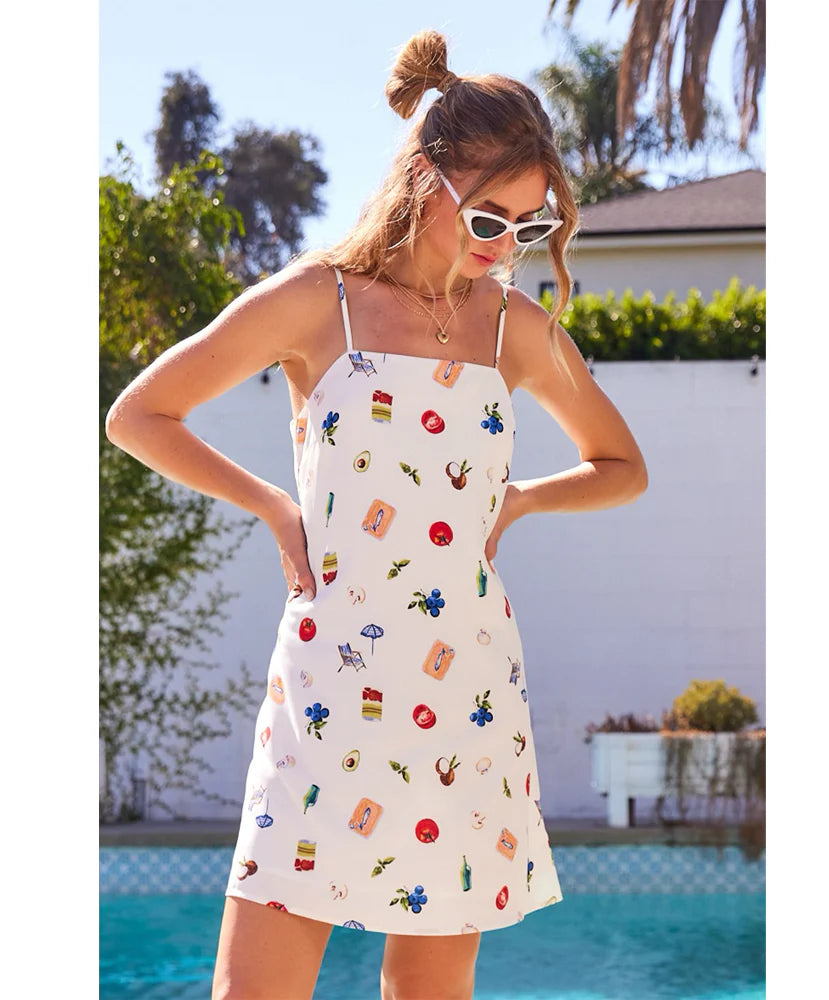 Italian Picnic Printed Mini Dress