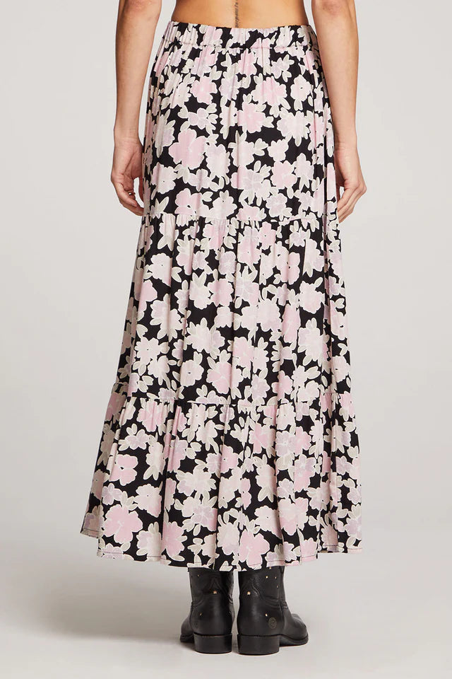 Carli Maxi Skirt, Black Lavender Petals