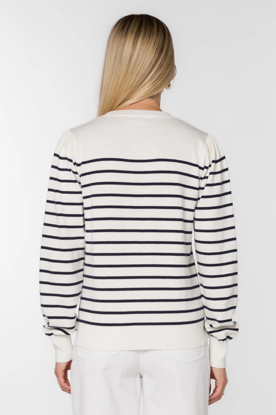 Serissa Striped Heart Sweater - navy