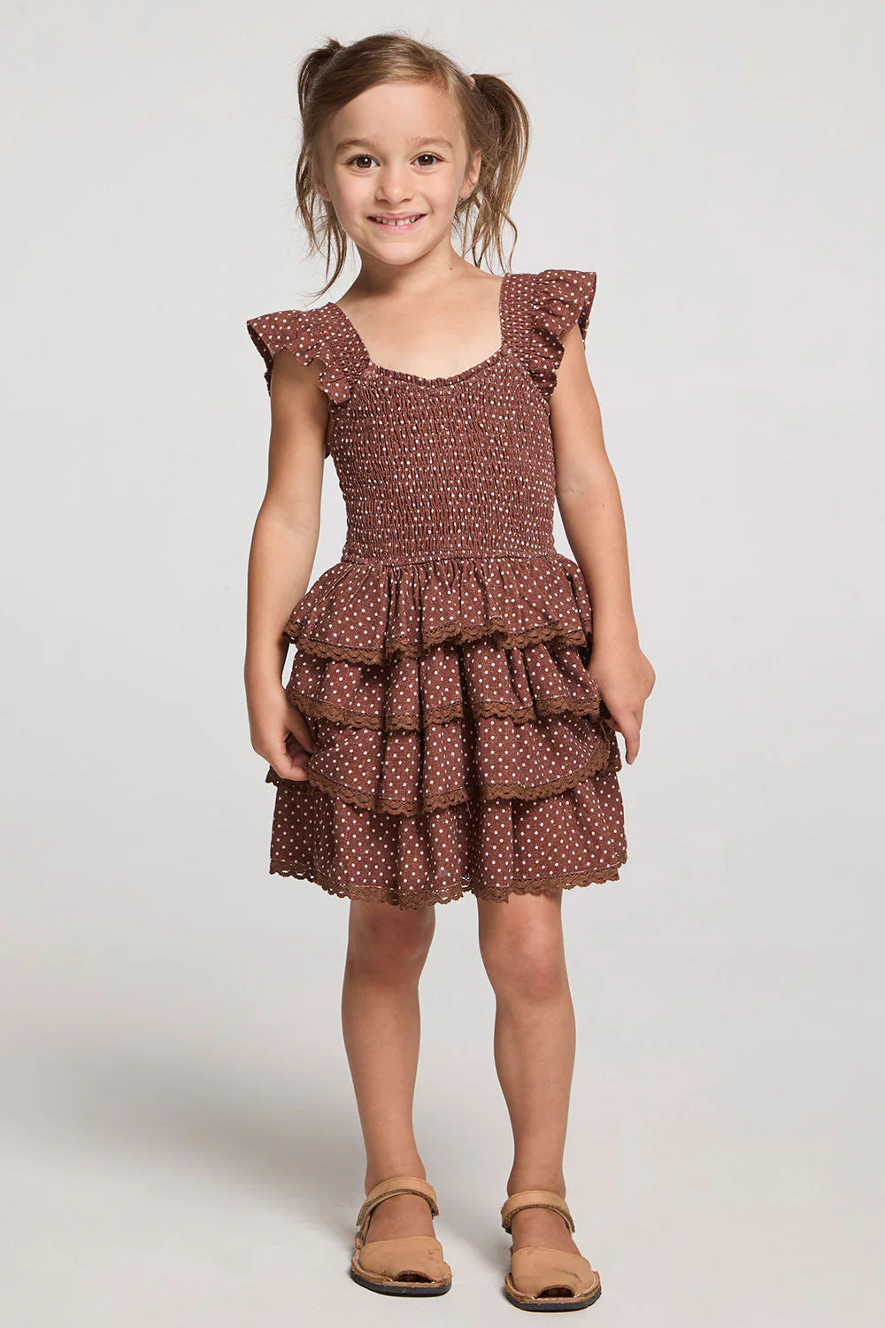 Girl's Cherie Mini Dress - Mocha