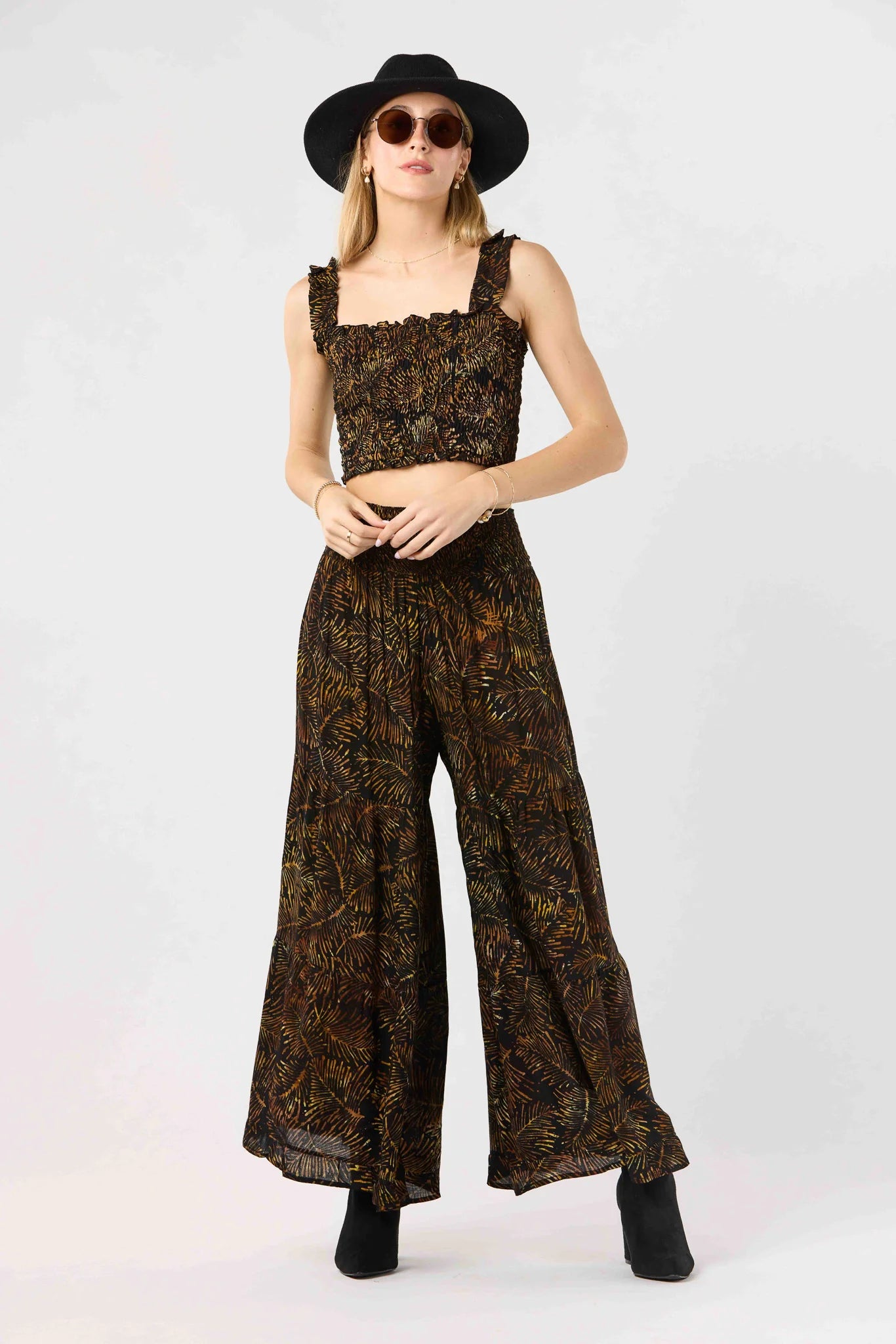 Sienna Pant, Batik Palms Black