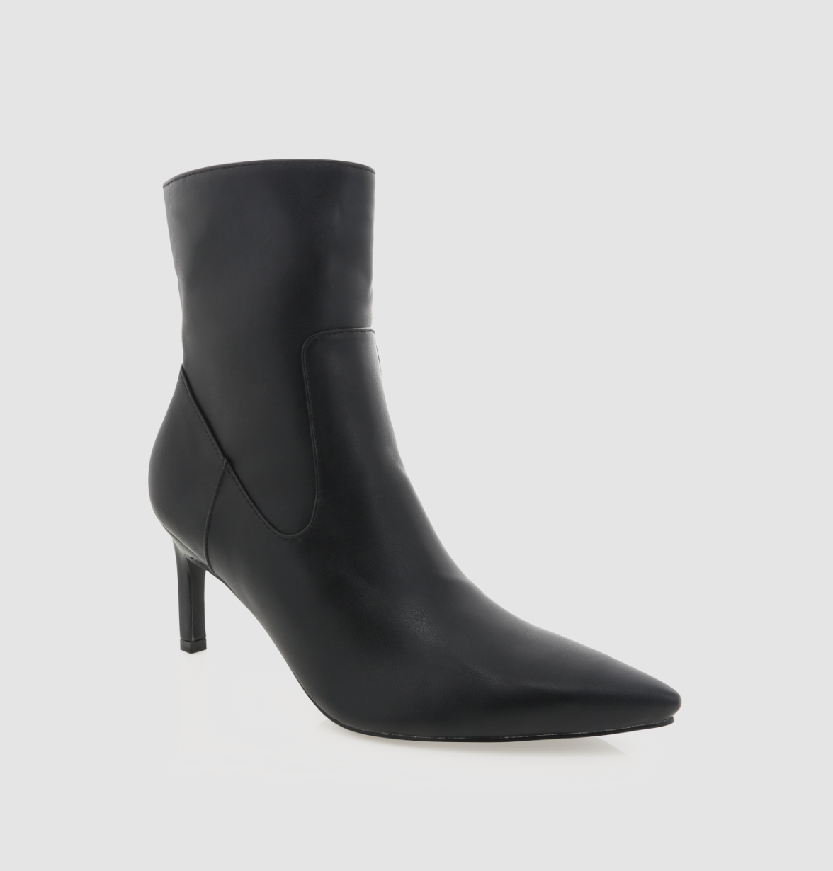 Henrie Black Leather Heeled Bootie