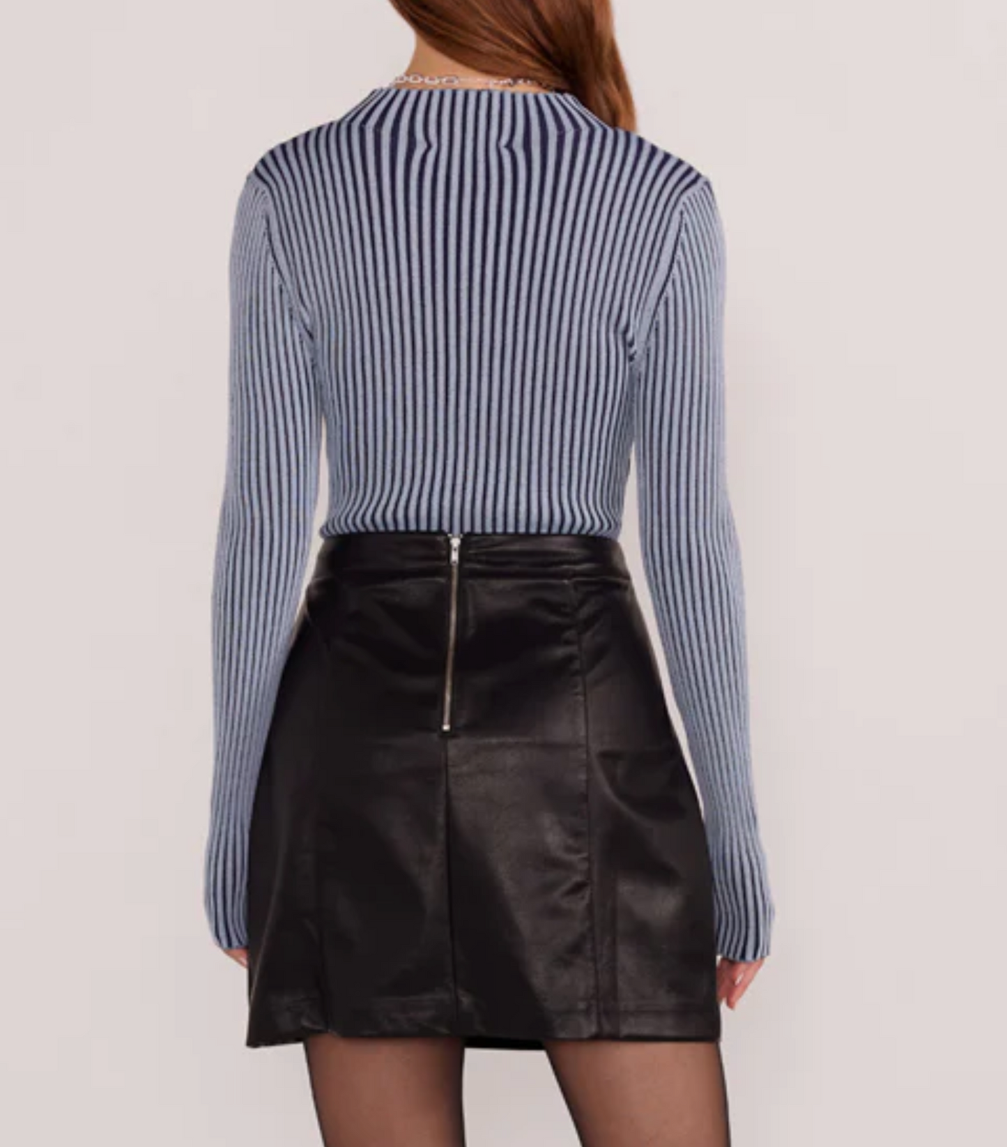 Diana Contrast Knit Top Blue Stripe