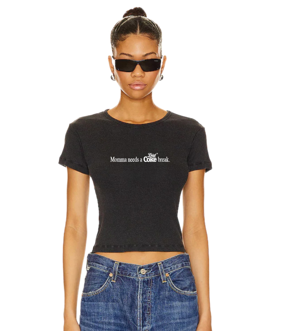 Momma Needs A Diet Coke Break - Baby Tee - Black Snow