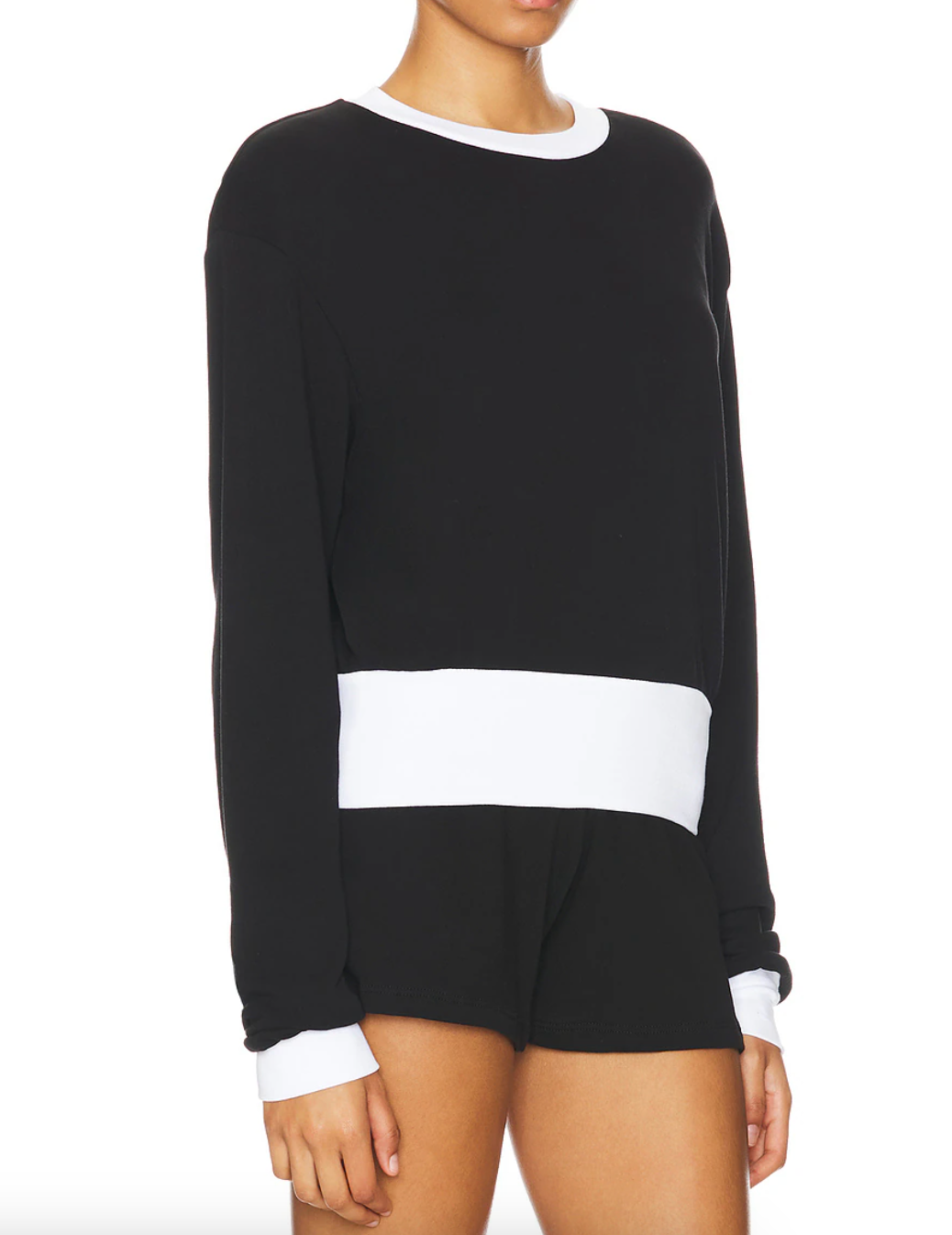 Trayvon Crop Pullover Black/White