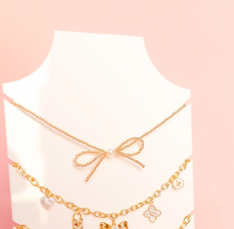 Gold Bow Necklace 16"